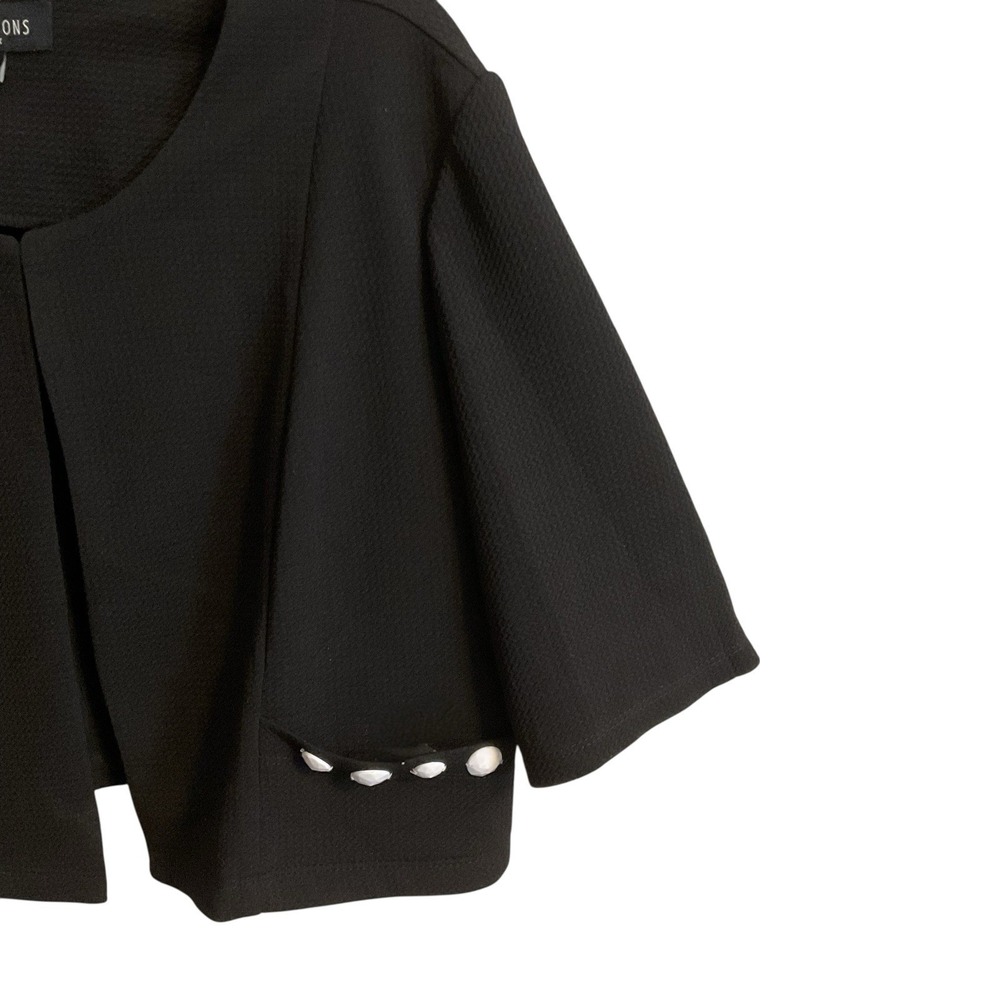 Perceptions Short Jacket Womens Black Open Size 14 Pockets White‎ Buttons - Picture 6 of 10